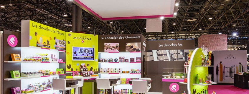Stand réalisé par In'Pulsion pour le chocolatier Monbana. Un bel exemple de réalisation de standiste Maison et Objet