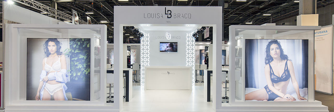 design du stand sur mesure Louisa Bracq réalisé par In'pulsion au salon de la lingerie 2018 à Paris