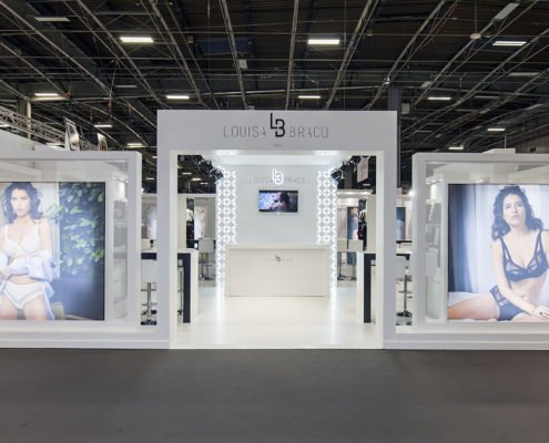 design du stand sur mesure Louisa Bracq réalisé par In'pulsion au salon de la lingerie 2018 à Paris