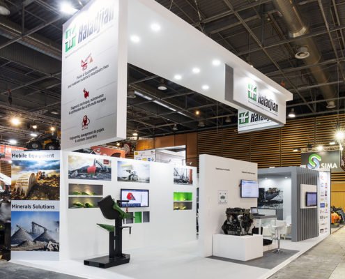 vue d'angle et en profondeur du stand halladjian au salon intermat 2018