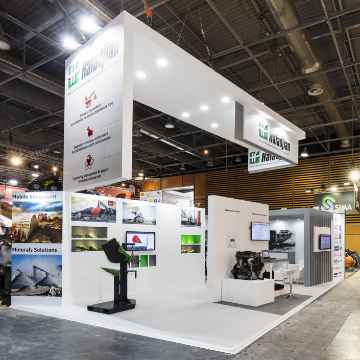 vue d'angle et en profondeur du stand halladjian au salon intermat 2018