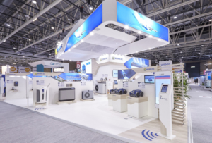 angle du stand Zodiac conçu par In'pulsion au salon Piscine Global Lyon 2018