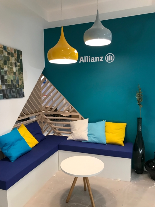 Décoration sur mesure du stand Allianz par In'pulsion