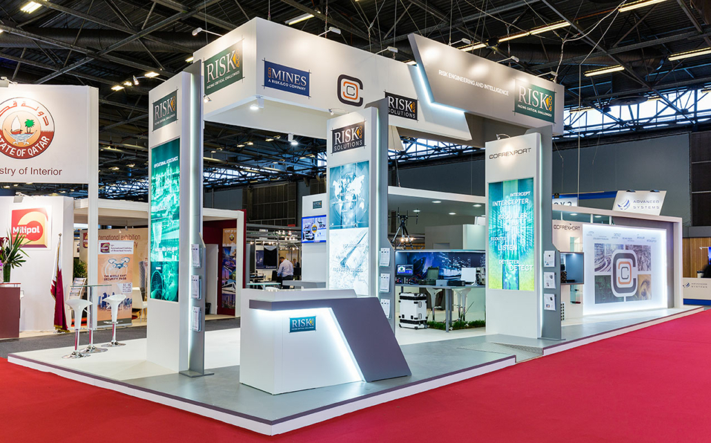 Photo d'un stand réalisé pour RISK & CO par In'Pulsion, standiste Milipol