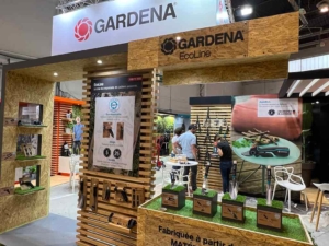 Photo d'un stand réalisé par In'Pulsion pour Gardena, à l'occasion des journées Collection Jardin à Marseille