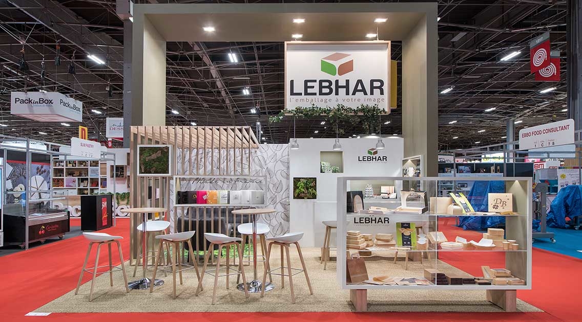 Stand SIRHA réalisé par In'Pulsion pour le Groupe LEBHAR, spécialiste des emballages alimentaires, pour la boulangerie notamment