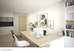 esquisse d'architecte d'intérieur pour un agencement bureaux professions libérales