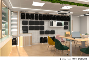 Esquisse d'un aménagement bureaux showroom réalisé par In'Pulsion pour Port Design