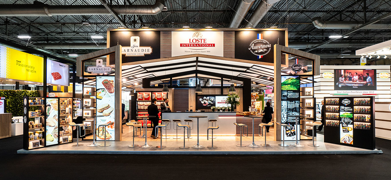 photo d'un stand sur mesure innovant, réalisé par In'Pulsion pour Loste international, SIAL 2024