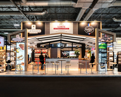 photo d'un stand sur mesure innovant, réalisé par In'Pulsion pour Loste international, SIAL 2024