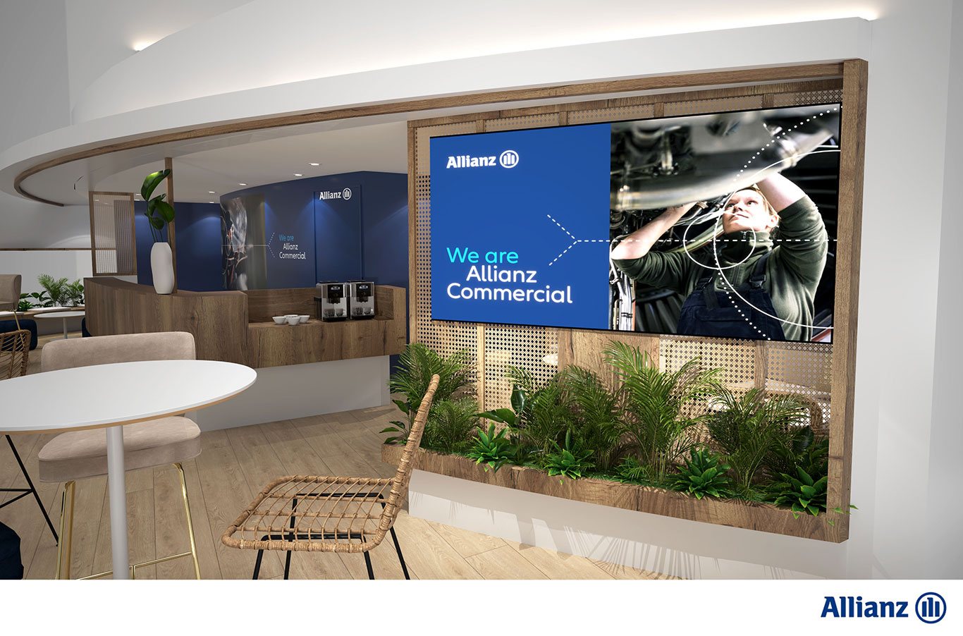 Photo d'un stand traditionnel réalisé par le standiste In'Pulsion, pour le Groupe Allianz, pour un salon professionnel