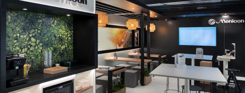Photo du stand réalisé par le vision In'Pulsion, standiste SFO, pour un Congrès pour la société Menicon
