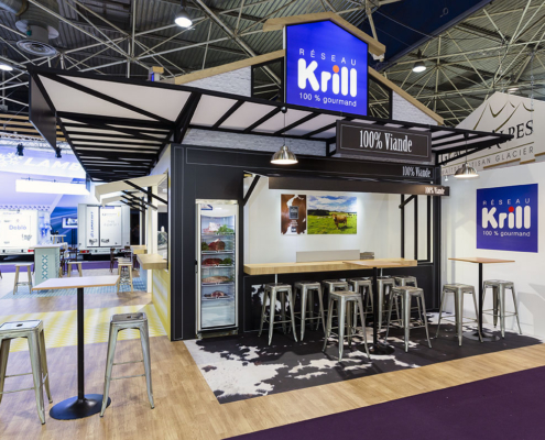 Stand sur mesure réalisé par In'Pulsion pour KRILL après un bon brief stand salon
