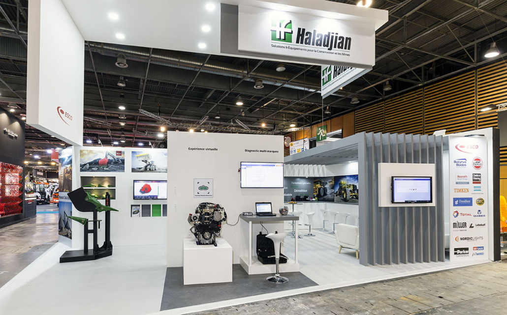 photo d'un stand INTERMAT réalisé par in'Pulsion pour Haladjian, Groupe familial du secteur de la construction